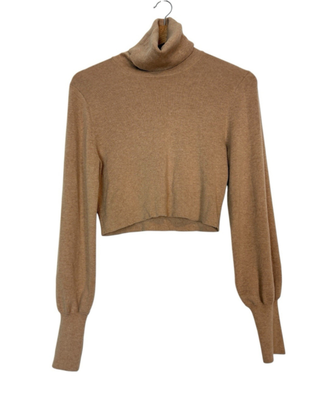 Aritzia Wilfred Rebecca Turtleneck Sweater Camel Tan Merino Wool Cropped Size S - Picture 6 of 14